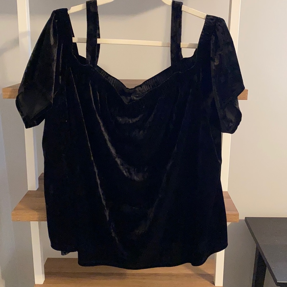 Black velvet off shoulder top